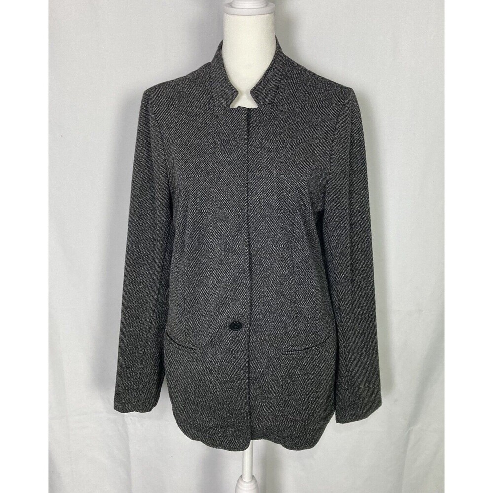 Banana Republic Classic Knit Textured Inverted Collar Blazer Sz Large Gray